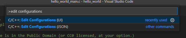 Visual Studio Code - Edit Configurations (UI)
