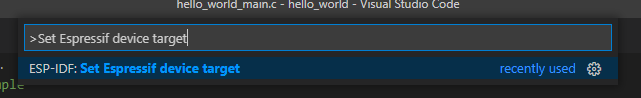 Visual Studio Code - Set Espressif Device target
